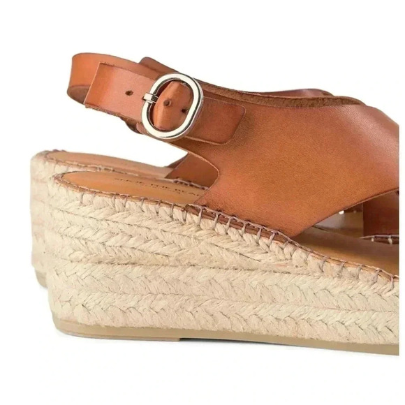 Shoe The Bear Orchid Tan Leather Wedge Espadrille Heeled Sandals Size 8.5 - Picture 4 of 14